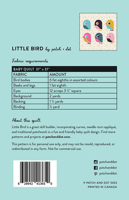 Little Bird Quilt Pattern – PAD 016 | Patch and Dot