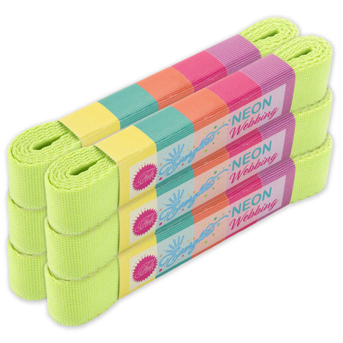 Tula Pink - Solid Moonbean/Hot Green Nylon Webbing – 1" Wide / 2 Yards