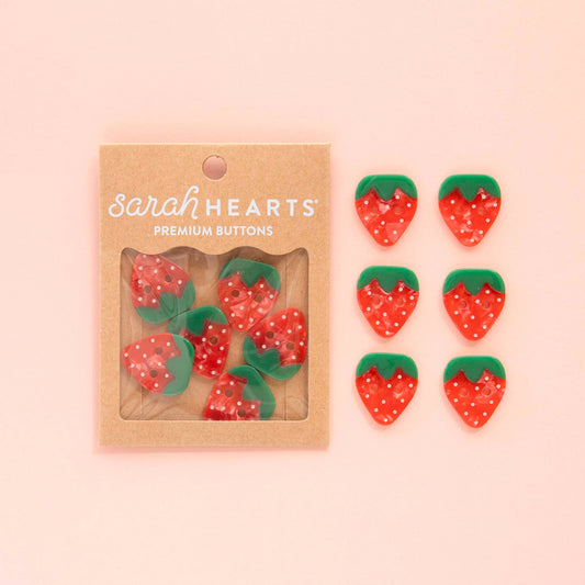 Large Strawberry Buttons – Pack of 6