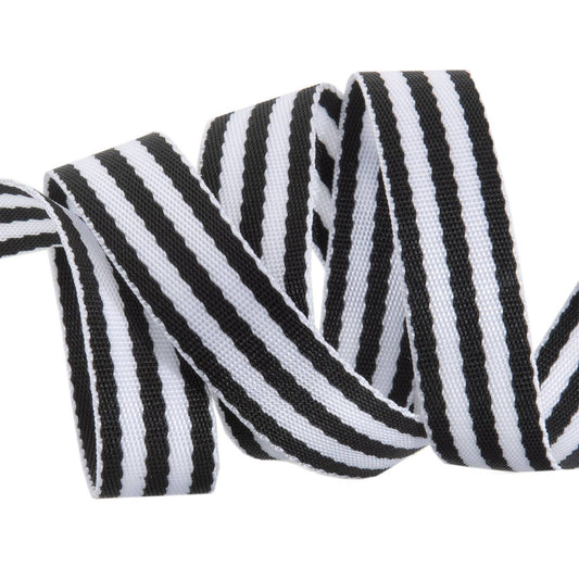 Tula Pink - Black & White Striped Nylon Webbing – 1" Wide / 2 Yard
