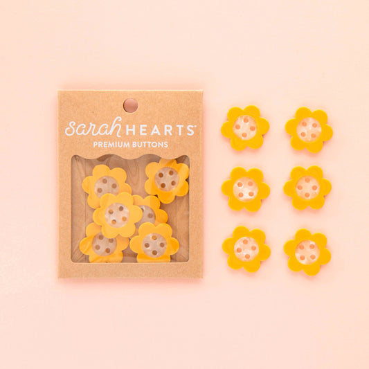 Large Yellow Daisy Buttons – Pack of 6