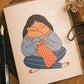 Greeting Card: Knitting a Scarf