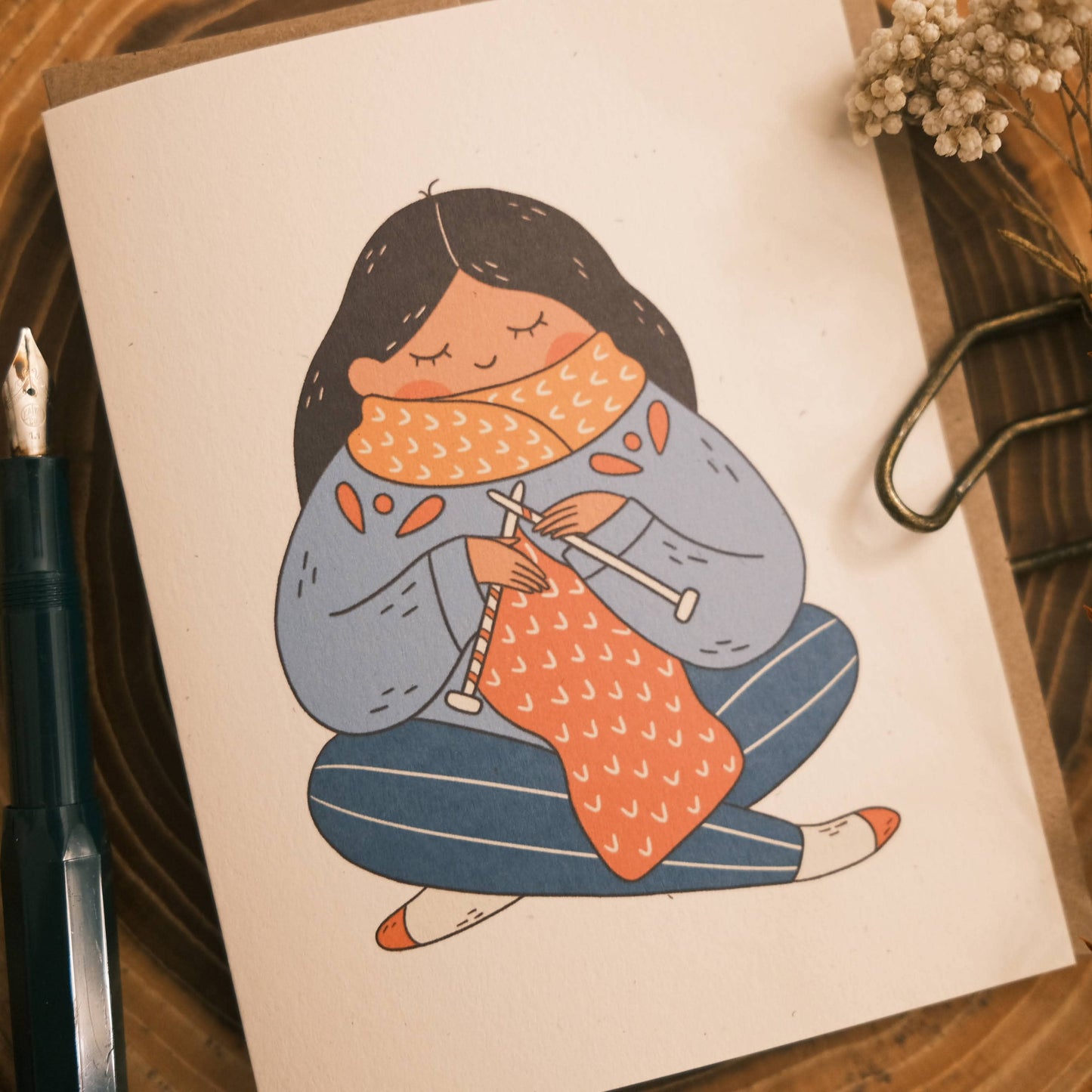 Greeting Card: Knitting a Scarf