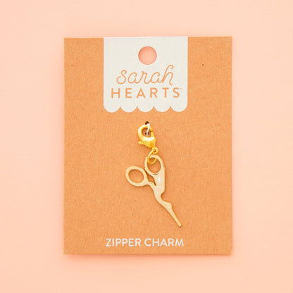 Sewing Machine Removable Zipper Charm: Gold Stork Embroidery Scissor