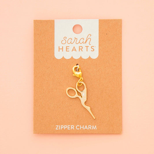 Sewing Machine Removable Zipper Charm: Gold Stork Embroidery Scissor
