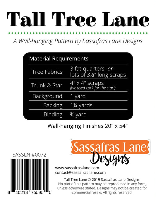 Tall Tree Lane Wallhanging Pattern: Paper Pattern