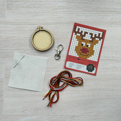 Mini Cross Stitch Kit: Rudolph