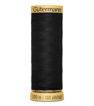 Gütermann Cotton 50 Thread – Solid Black | 100m