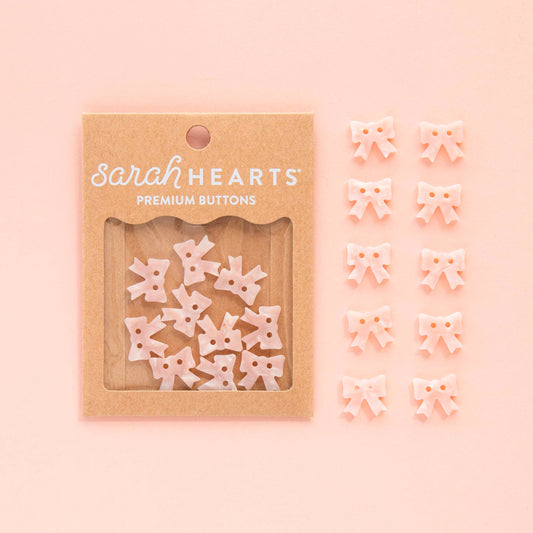 Small Pink Bow Buttons – Pack of 10