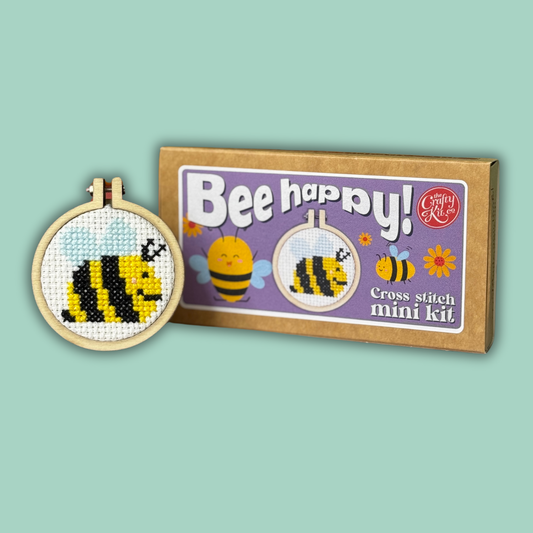 Mini Matchbox Cross Stitch Kit: Bee Happy!