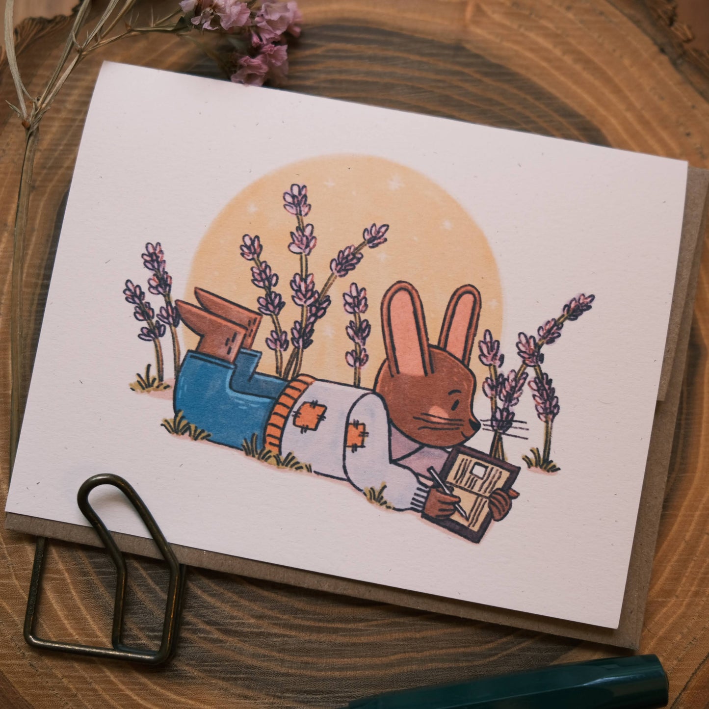 Greeting Card: Rabbit Journaling