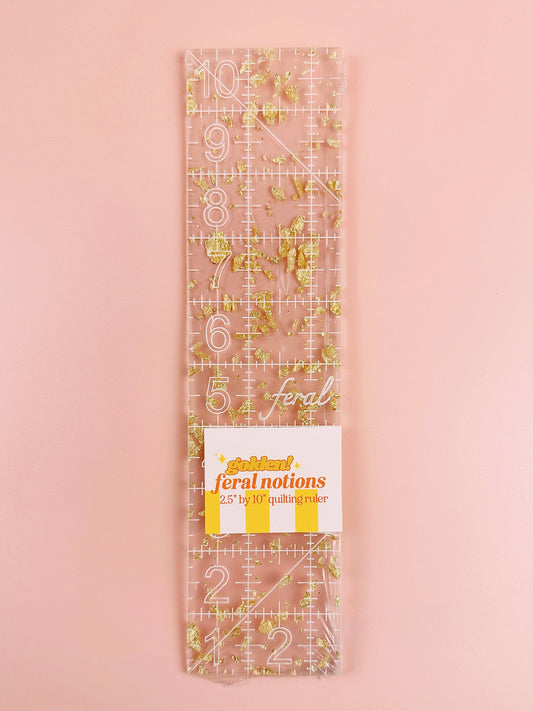 2.5” x 10” Quilting Ruler – Golden