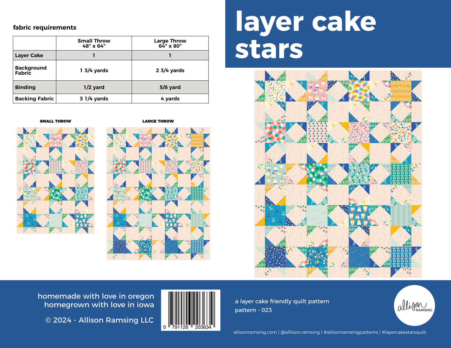 Layer Cake Stars Quilt Pattern – Printed