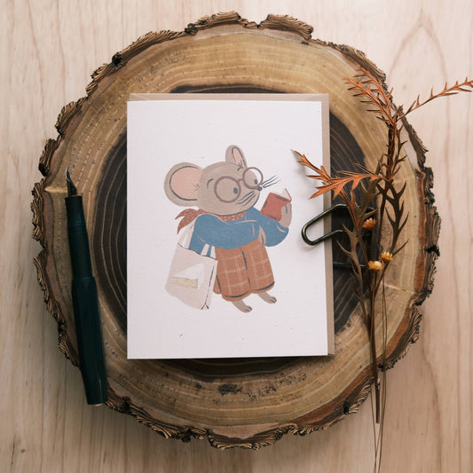 Greeting Card: Bookish Mouse