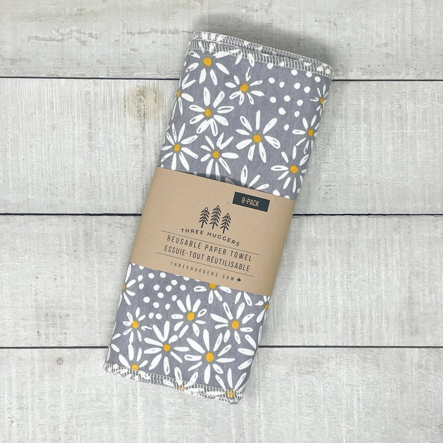 Organic Reusable Paper Towels - Grey Daisy