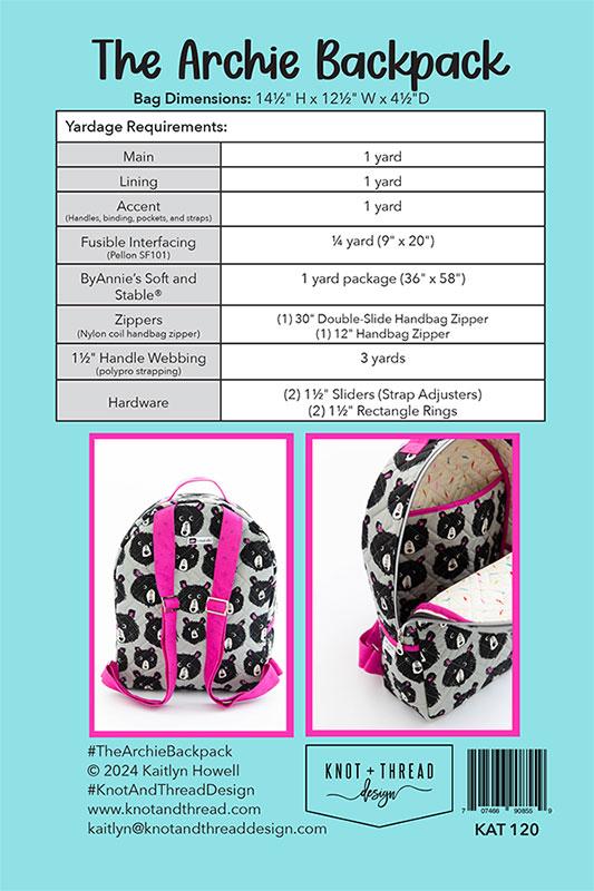 The Archie Backpack Pattern – KAT 120 | Knot and Thread Design