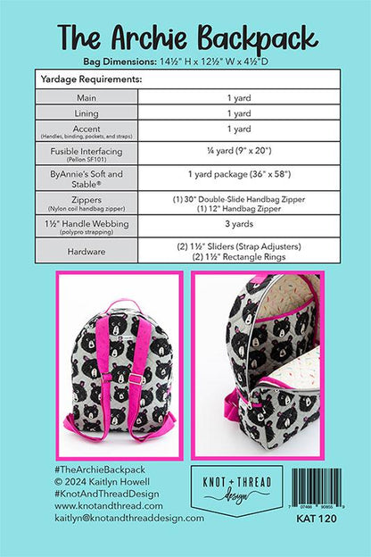 The Archie Backpack Pattern – KAT 120 | Knot and Thread Design