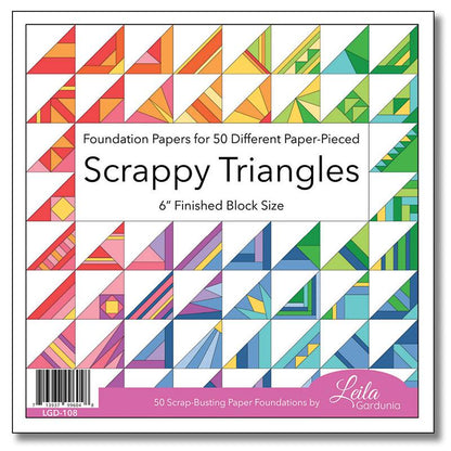 6" Scrappy Triangle Foundation Paper Piecing Pattern by Leila Gardunia.