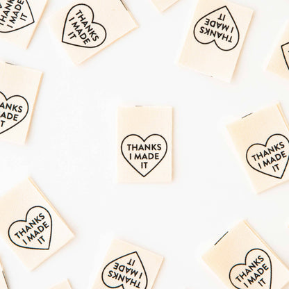 Sewing Woven Clothing and Quilt Labels: Thanks I Made It Heart