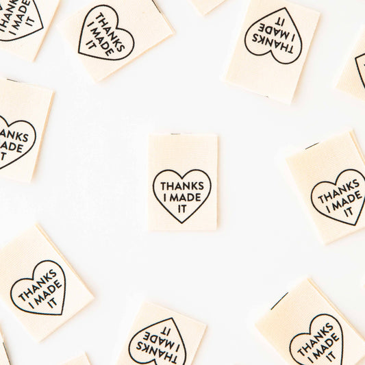Sewing Woven Clothing and Quilt Labels: Thanks I Made It Heart