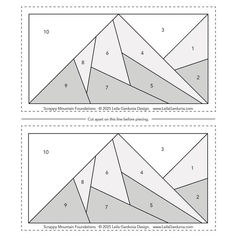 Scrappy Mountains Foundation Paper Piecing Pattern by Leila Gardunia Design