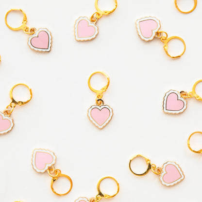 Enamel Stitch Marker / Zipper Charm: Sweet Heart