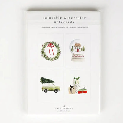 Christmas Cheer Paintable Watercolor Notecard Set