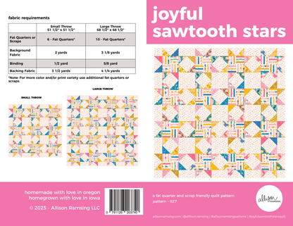 Joyful Sawtooth Stars Quilt Pattern - Printed