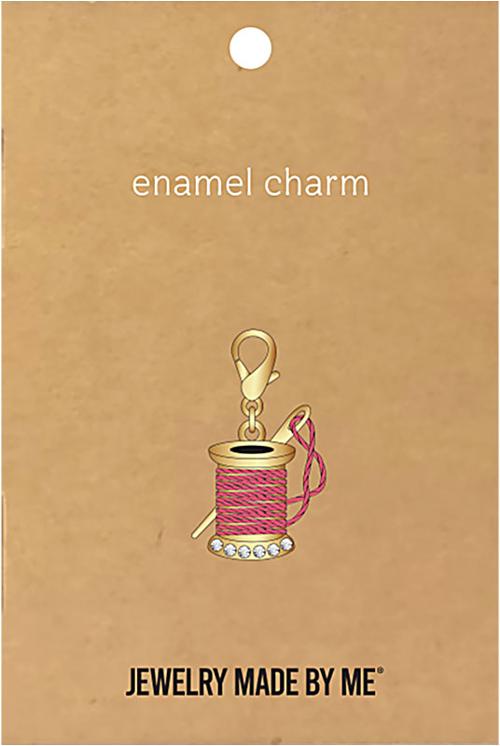 Thread Spool & Needle Enamel Charm