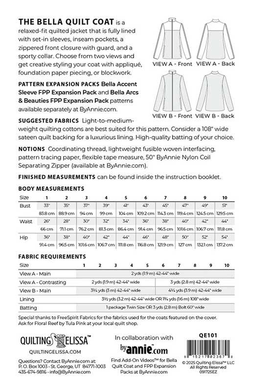 Bella Quilt Coat Pattern by Patterns By Annie