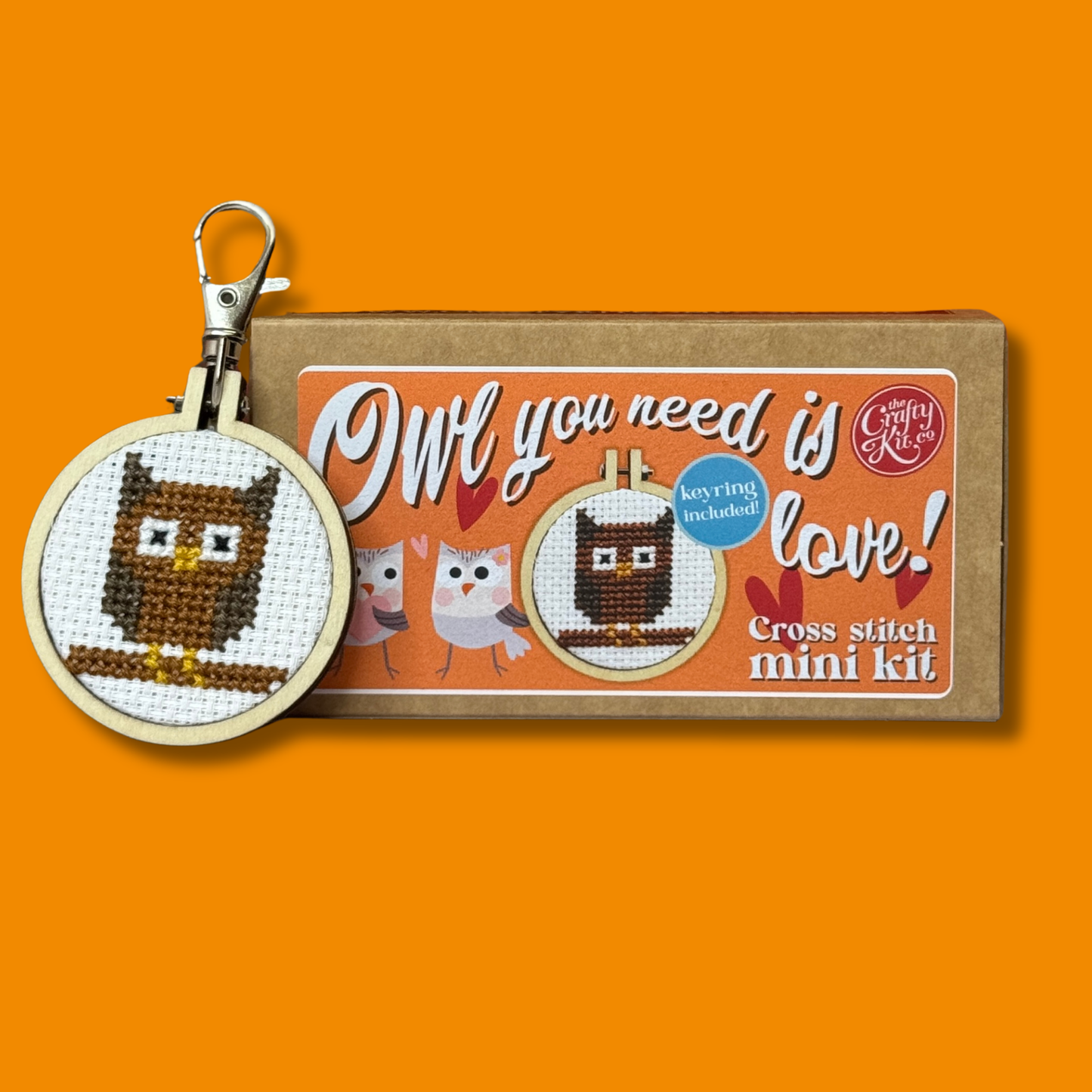 Mini Cross Stitch Kit: 'Owl you need is love!'
