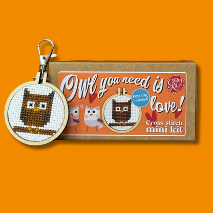Mini Cross Stitch Kit: 'Owl you need is love!'