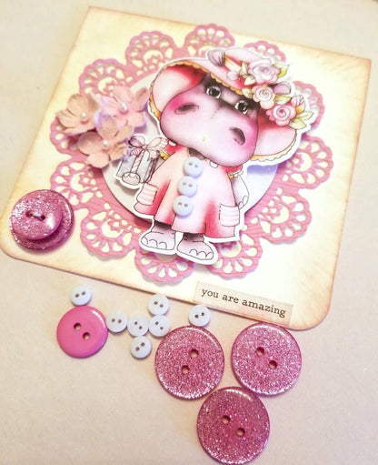 Pink Champagne Glitter Buttons – Sparkling Light Pink Buttons for Crafts ✨🍾