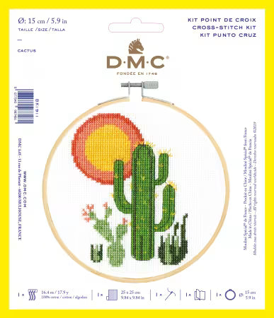 DMC Beginner Cross Stitch Kit – Cacti & Sun Design