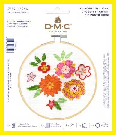 DMC Floral Cross Stitch Kit – Beginner Embroidery Set
