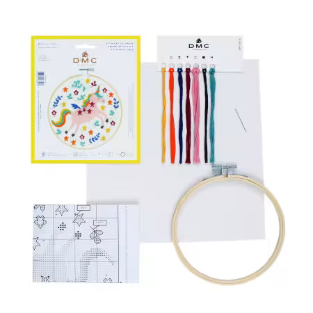 DMC Beginner Cross Stitch Kit – Pink Unicorn & Stars