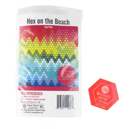 Hex on the Beach by Tula Pink – EPP Quilt Kit with Pattern, Acrylic Template & Paper Pieces