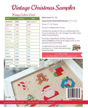 Vintage Christmas Sampler – Cross Stitch Pattern by Lori Holt