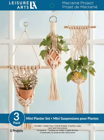 Macramé Mini Planter Set – 3 Piece Kit
