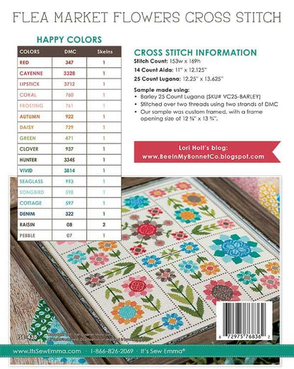 Flea Market Flowers Cross Stitch Pattern