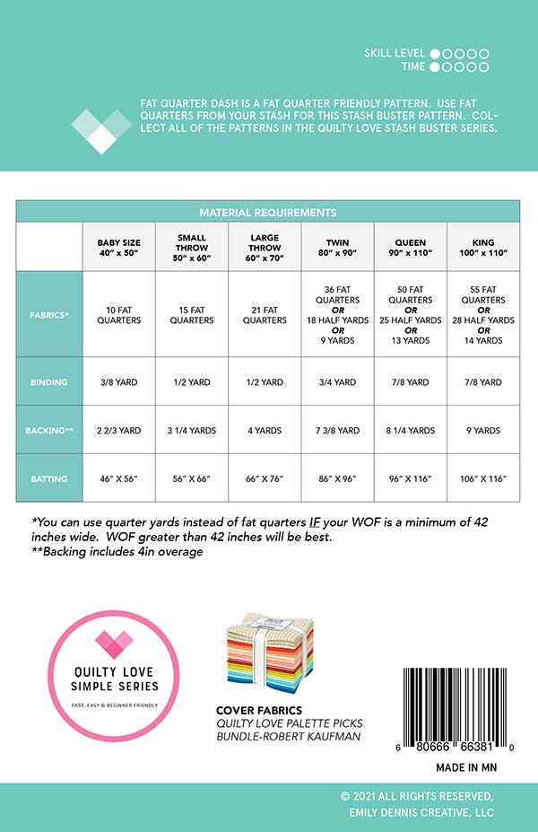 Fat Quarter Dash Quilt Pattern – QL 139 | Quilty Love