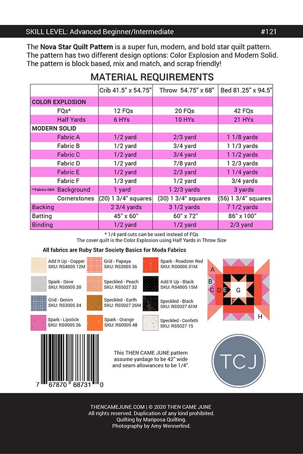Nova Star Quilt Pattern – TCJ 121 | Then Came June