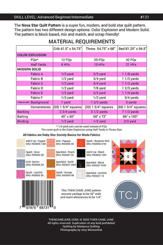 Nova Star Quilt Pattern – TCJ 121 | Then Came June