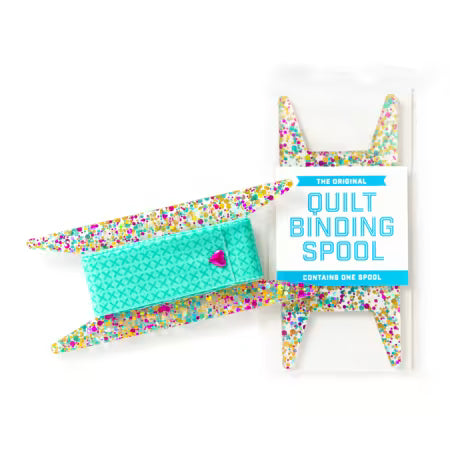 Quilt Binding Spool -  Teal Pink & Gold Glitter