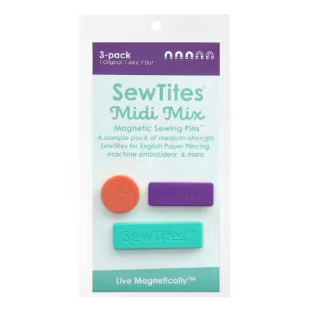 SewTites Midi Mix 3-Pack | Magnetic Sewing Pins for Quilting, Embroidery &amp; Sewing