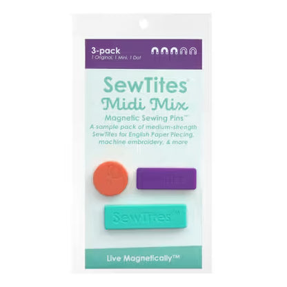 SewTites Midi Mix 3-Pack | Magnetic Sewing Pins for Quilting, Embroidery &amp; Sewing