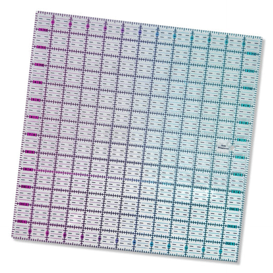 13” x 13” Quilting Ruler - Pink to Teal Gradient | Clear