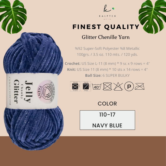 Jelly Chunky Glitter Yarn – Super Bulky Chenille with Sparkle ✨: 110-06 DARK PINK
