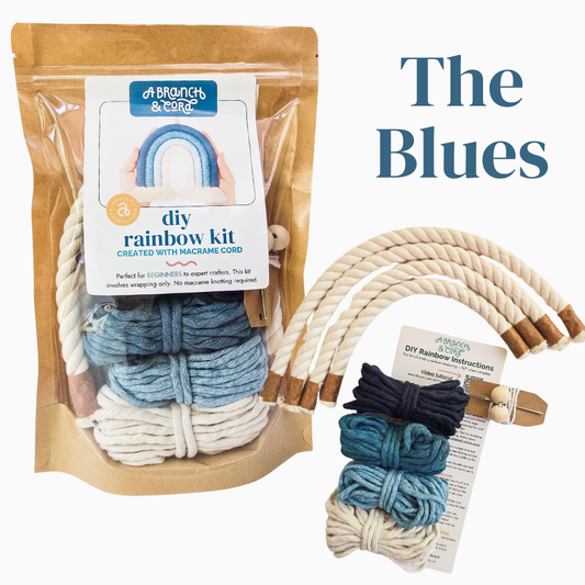 DYI Macrame Cord Rainbow Kit: The Blues