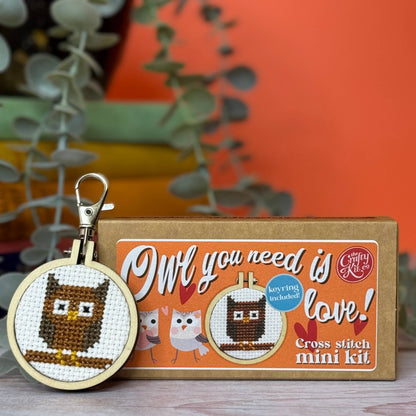Mini Cross Stitch Kit: 'Owl you need is love!'